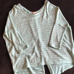 Green and white striped sweater